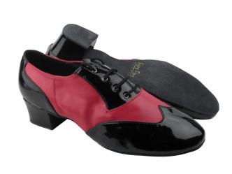 Dance shoes men black patent & red leather   